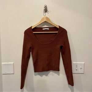 Abercrombie & Fitch Long Sleeve Scoopneck Ribbed Corset Sweater womens medium